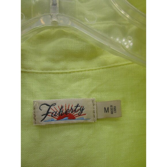 Faherty Top Medium Linen Shirt Button Down Oversized Fit Pocket - Picture 8 of 10